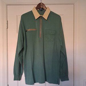 Vintage Polo by Ralph Lauren Fancy Polo 1/4 Zip Cotton Green Pocket Shirt Size L